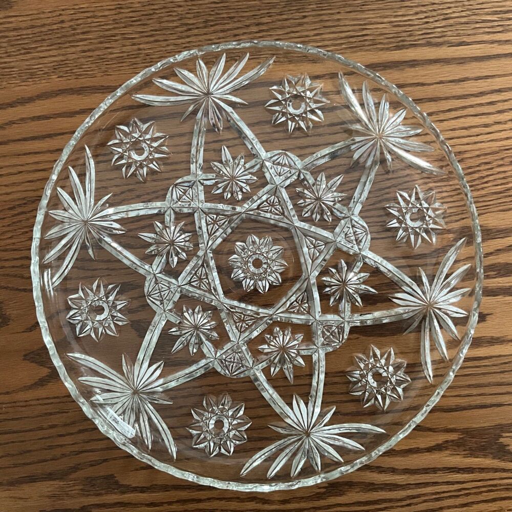 Anchor Hocking Star David Round Serving Tray Platter 13 1/2"